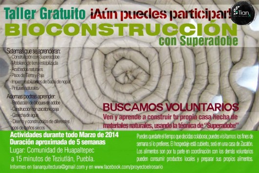 Taller gratuito Bioconstrucción con Superadobe / TIAN Taller gratuito Bioconstrucción con Superadobe / TIAN